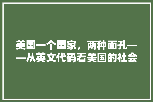美国一个国家，两种面孔——从英文代码看美国的社会变迁