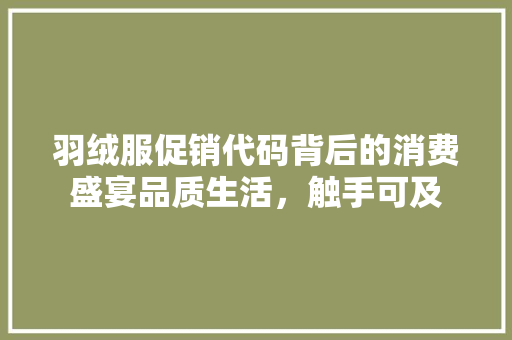 羽绒服促销代码背后的消费盛宴品质生活，触手可及 建站教程
