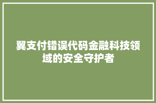 翼支付错误代码金融科技领域的安全守护者
