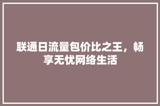 联通日流量包价比之王，畅享无忧网络生活