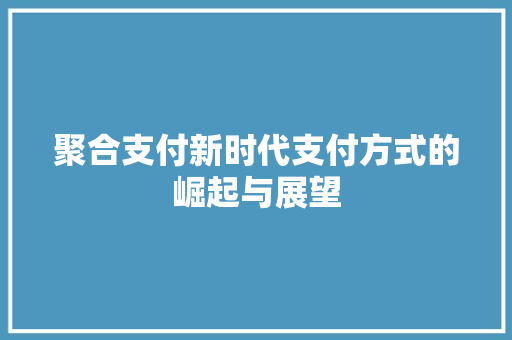聚合支付新时代支付方式的崛起与展望