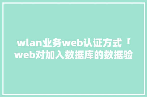wlan业务web认证方式「web对加入数据库的数据验证有影响吗」
