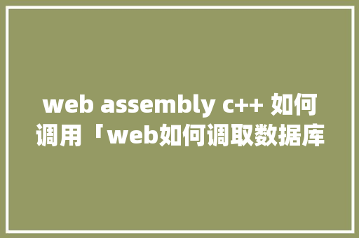 web assembly c++ 如何调用「web如何调取数据库信息」 建站教程