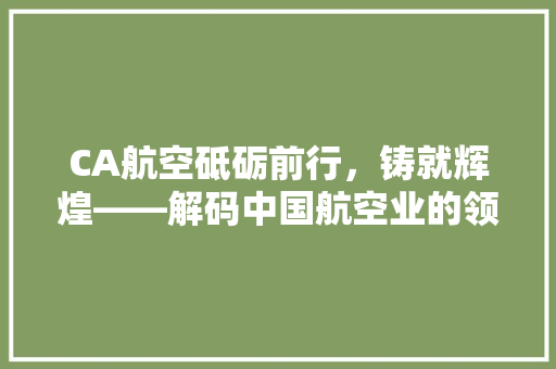 CA航空砥砺前行，铸就辉煌——解码中国航空业的领军者