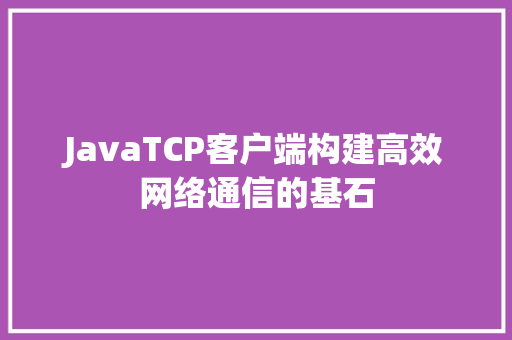 JavaTCP客户端构建高效网络通信的基石