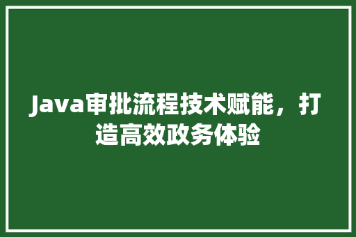 Java审批流程技术赋能，打造高效政务体验