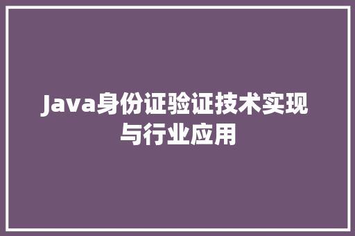 Java身份证验证技术实现与行业应用