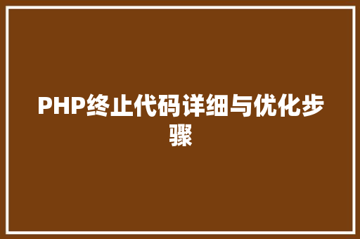 PHP终止代码详细与优化步骤 SEO教程