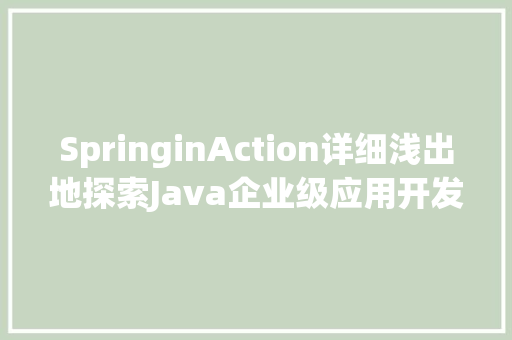SpringinAction详细浅出地探索Java企业级应用开发