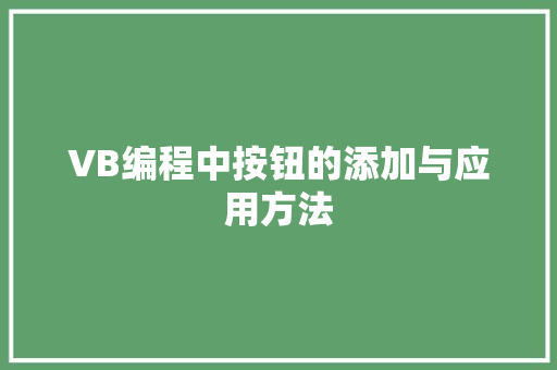 VB编程中按钮的添加与应用方法