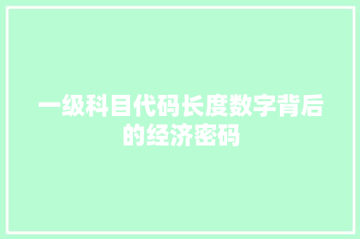 一级科目代码长度数字背后的经济密码