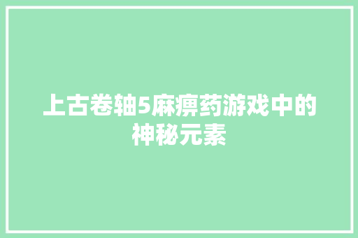 上古卷轴5麻痹药游戏中的神秘元素