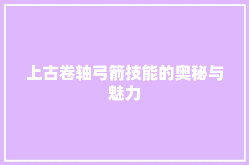 上古卷轴弓箭技能的奥秘与魅力