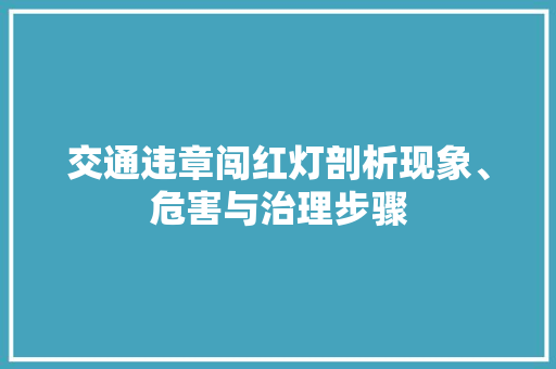 交通违章闯红灯剖析现象、危害与治理步骤