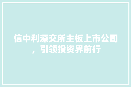 信中利深交所主板上市公司，引领投资界前行