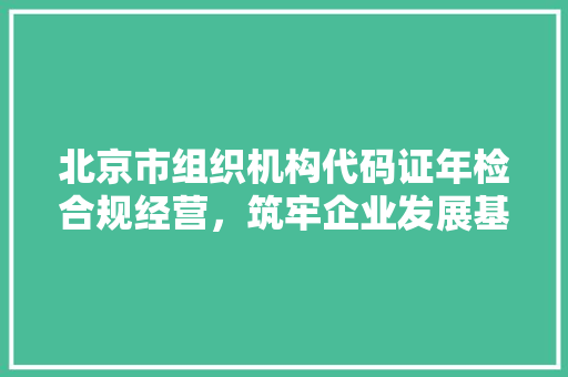 北京市组织机构代码证年检合规经营，筑牢企业发展基石