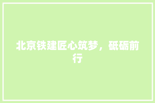 北京铁建匠心筑梦，砥砺前行