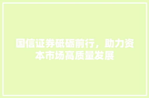 国信证券砥砺前行，助力资本市场高质量发展