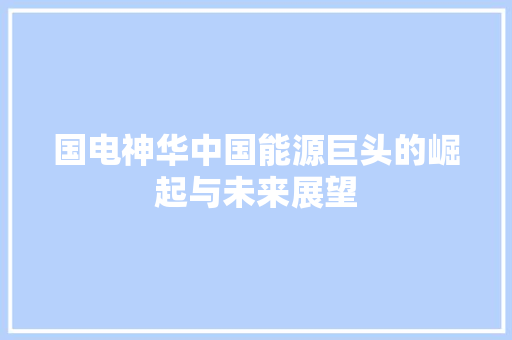 国电神华中国能源巨头的崛起与未来展望