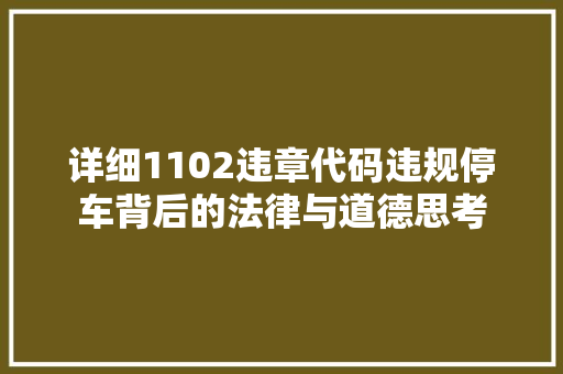 详细1102违章代码违规停车背后的法律与道德思考
