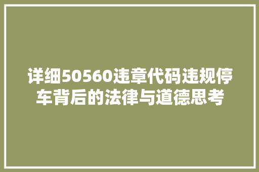详细50560违章代码违规停车背后的法律与道德思考