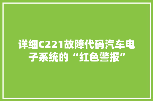 详细C221故障代码汽车电子系统的“红色警报”