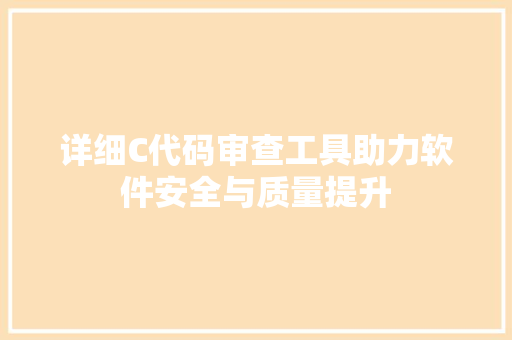 详细C代码审查工具助力软件安全与质量提升