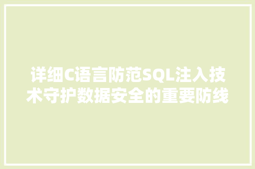 详细C语言防范SQL注入技术守护数据安全的重要防线