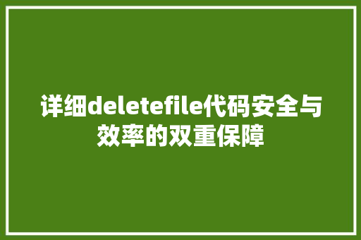 详细deletefile代码安全与效率的双重保障