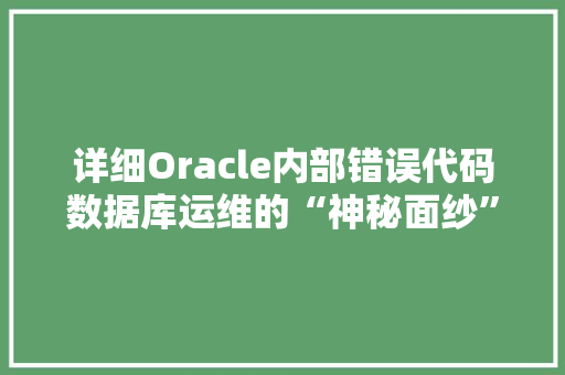 详细Oracle内部错误代码数据库运维的“神秘面纱”