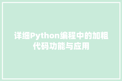 详细Python编程中的加粗代码功能与应用