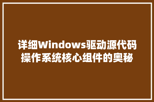 详细Windows驱动源代码操作系统核心组件的奥秘