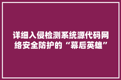 详细入侵检测系统源代码网络安全防护的“幕后英雄”