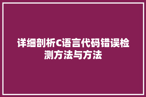 详细剖析C语言代码错误检测方法与方法