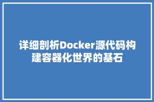 详细剖析Docker源代码构建容器化世界的基石