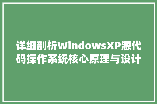 详细剖析WindowsXP源代码操作系统核心原理与设计理念