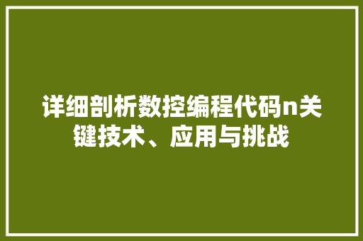 详细剖析数控编程代码n关键技术、应用与挑战 Web前端