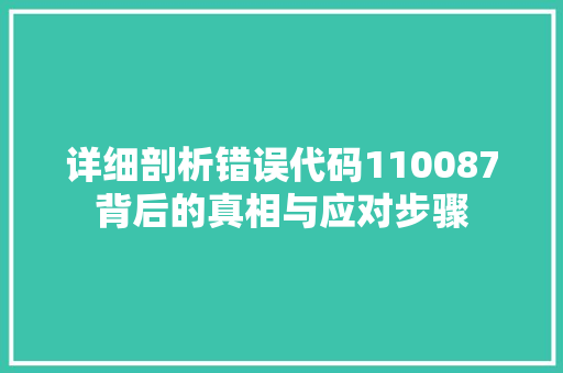 详细剖析错误代码110087背后的真相与应对步骤