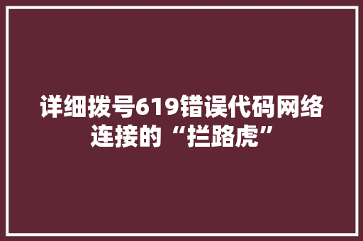 详细拨号619错误代码网络连接的“拦路虎”