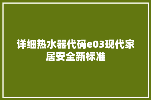 详细热水器代码e03现代家居安全新标准