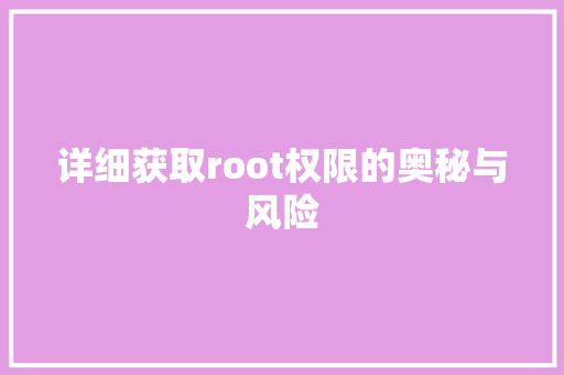详细获取root权限的奥秘与风险