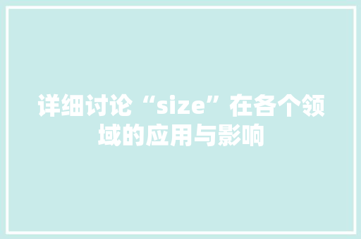 详细讨论“size”在各个领域的应用与影响