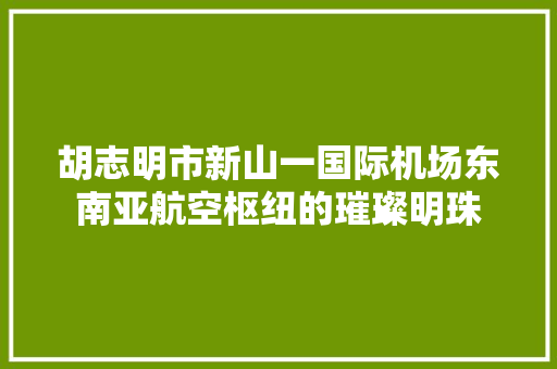 胡志明市新山一国际机场东南亚航空枢纽的璀璨明珠 友链在线