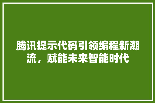 腾讯提示代码引领编程新潮流，赋能未来智能时代 友链在线