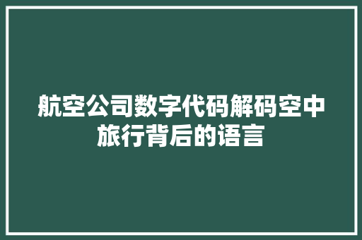 航空公司数字代码解码空中旅行背后的语言