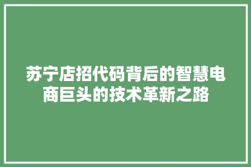 苏宁店招代码背后的智慧电商巨头的技术革新之路