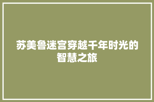 苏美鲁迷宫穿越千年时光的智慧之旅