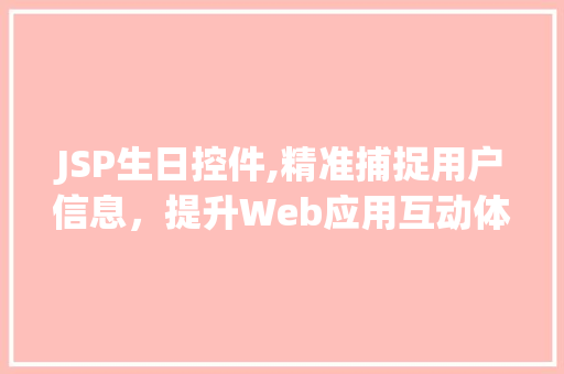 JSP生日控件,精准捕捉用户信息，提升Web应用互动体验