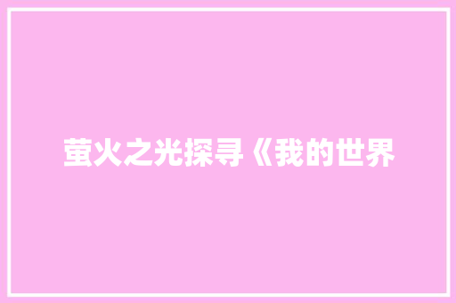 萤火之光探寻《我的世界