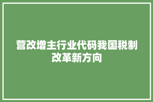 营改增主行业代码我国税制改革新方向
